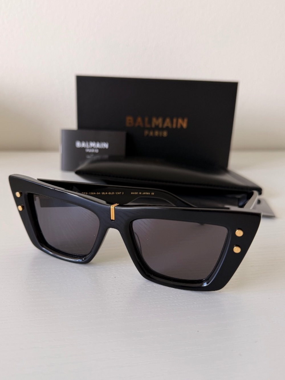 New BALMAIN Black Sunglasses B-EYE BPS-156A-54 BLK-GLD Authentic